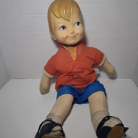 Vintage 1965 Gund Christopher Robin 18" Cloth Doll Walt Disney Showcase Pooh - Picture 1 of 9